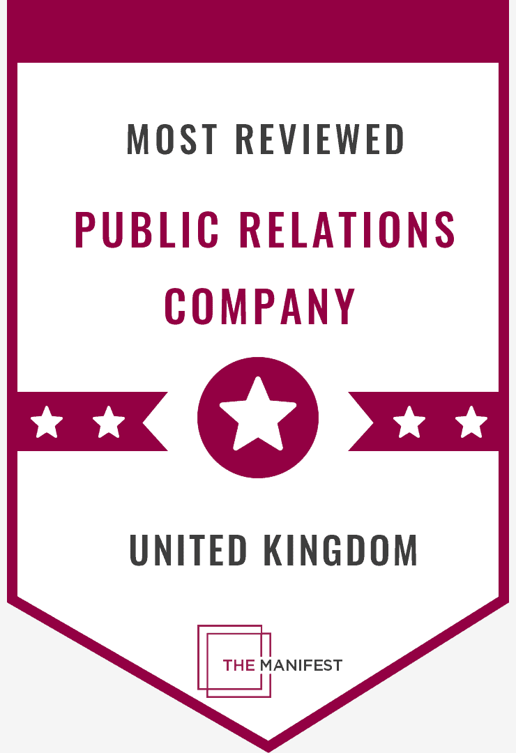 Maroon ribbon badge for Most Reviewed BPO Company in United Kingdom from The Manifest